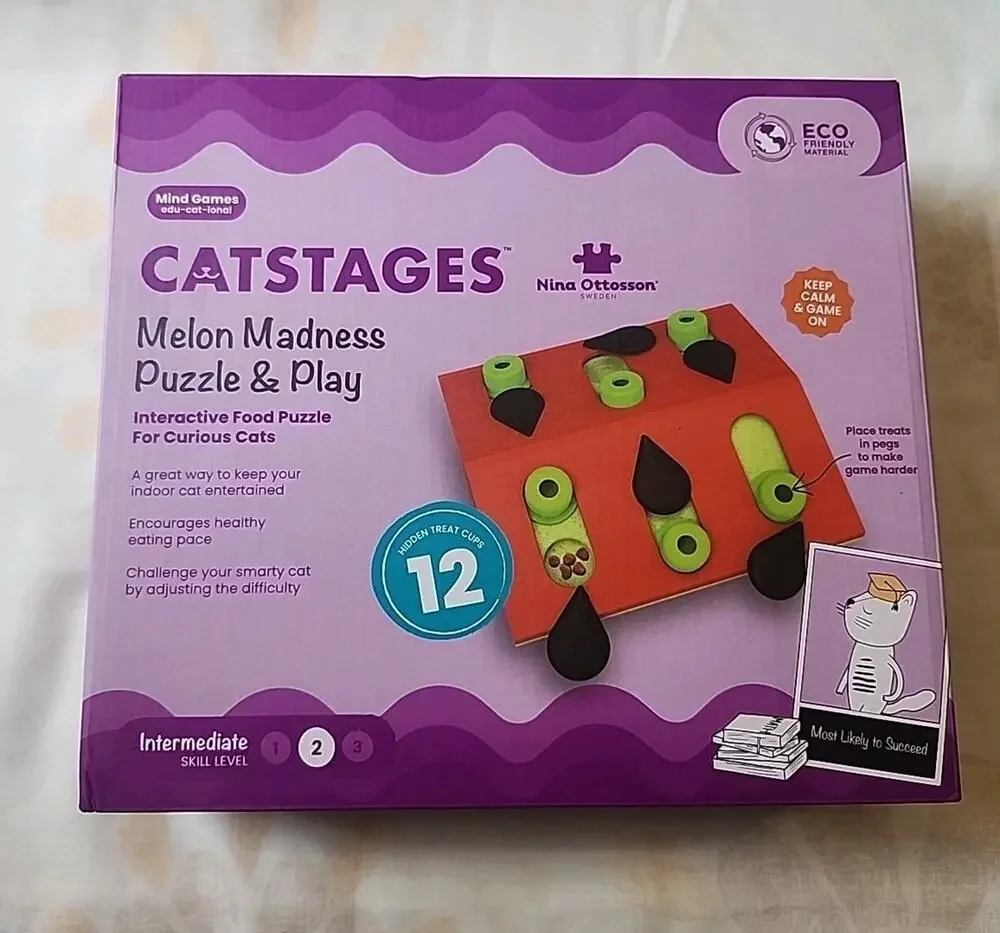 Catstages Melon Madness Puzzle Play Interactive Food Puzzle 12 Treat Cups
